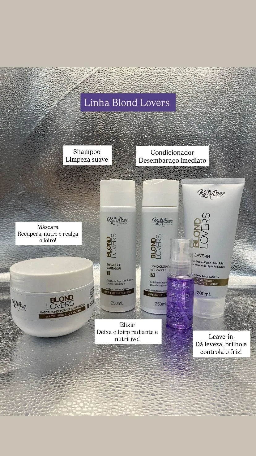 Linha matizadora para cabelo loiro usada no salão Flor Cabeleireira, em Joinville Linha matizadora para cabelo loiro usada no salão Flor Cabeleireira, em Joinville